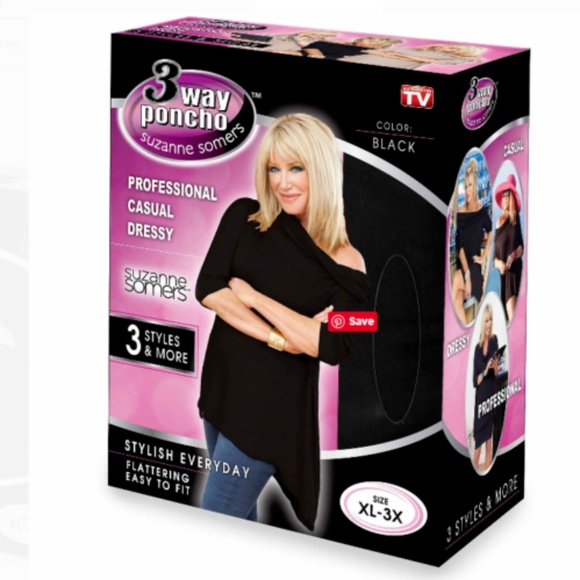 Suzanne Somers Tops - Suzanne Somers 3 Way Poncho Black SZ XL-3X NIB
